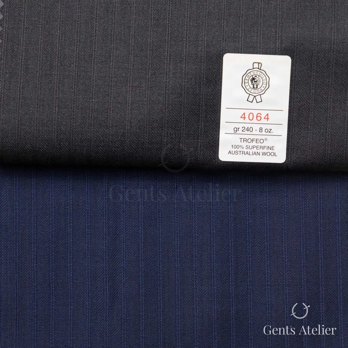 Образец ткани Ermenegildo Zegna 4064 с этикеткой, антрацит