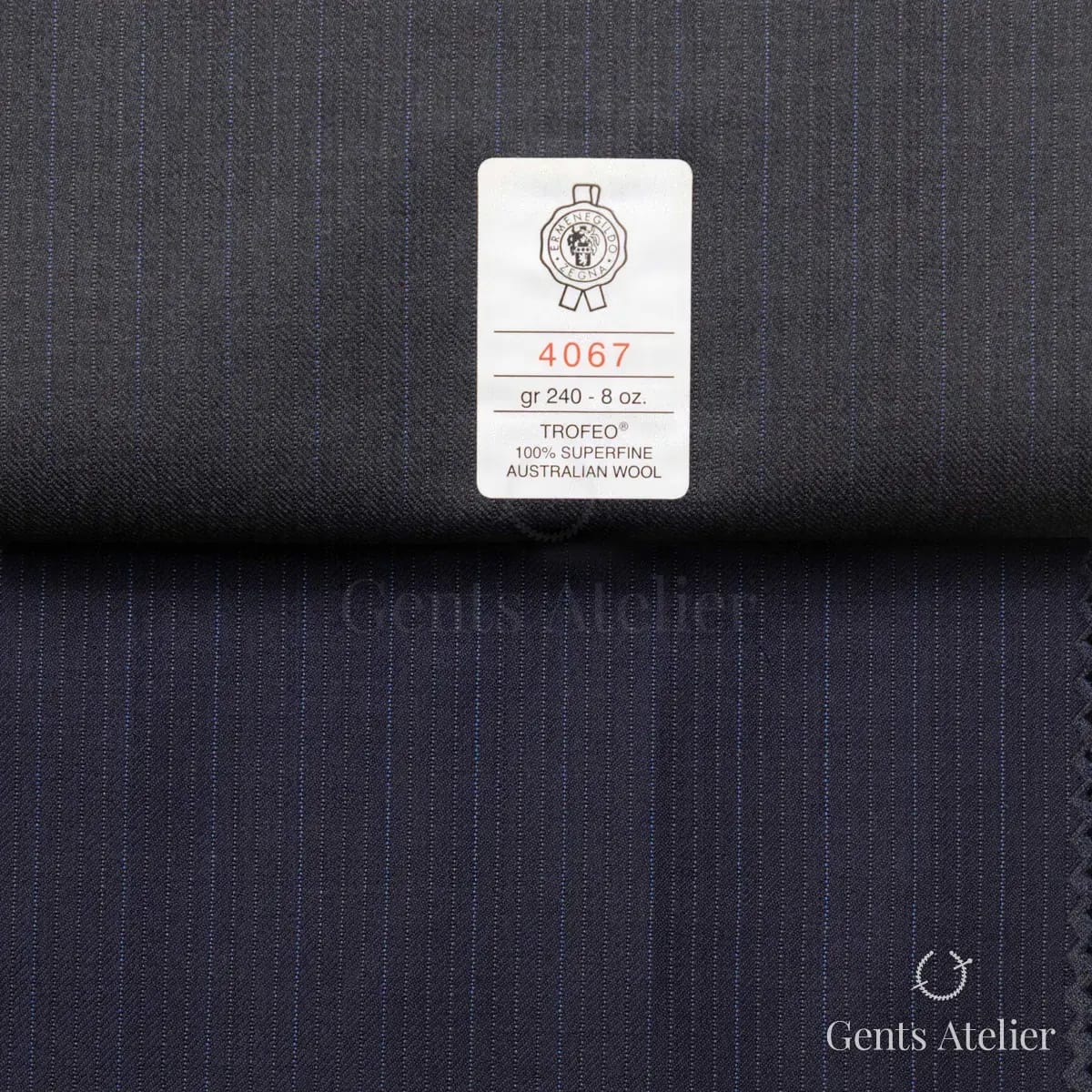 Образец ткани Ermenegildo Zegna 4067 с этикеткой, антрацит