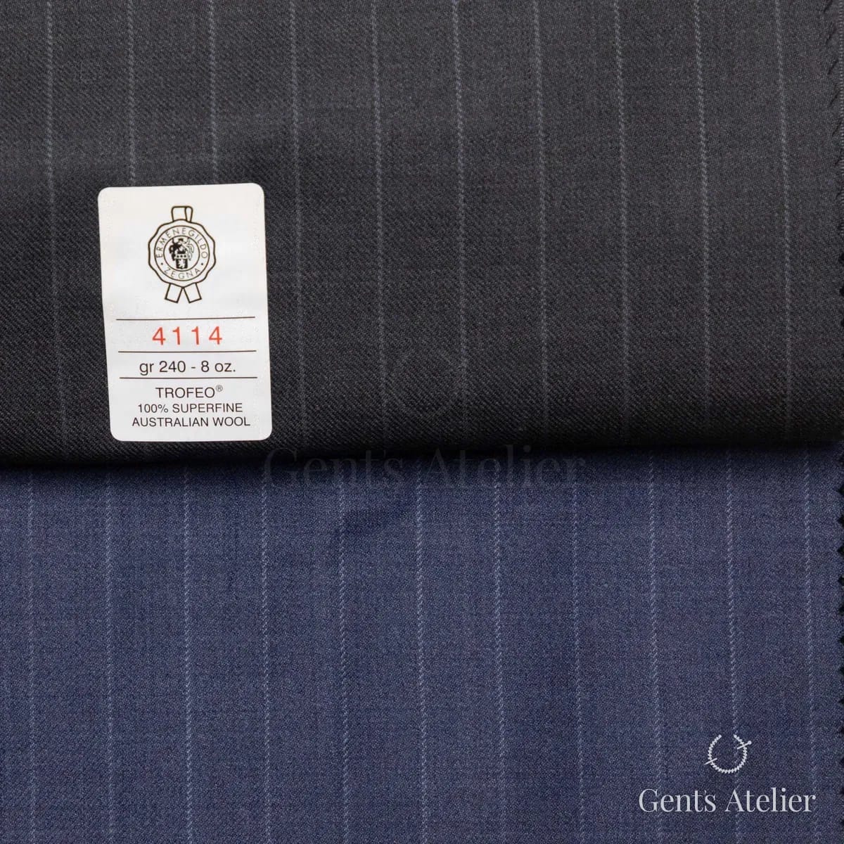 Образец ткани Ermenegildo Zegna 4114 с этикеткой, тёмно-серый