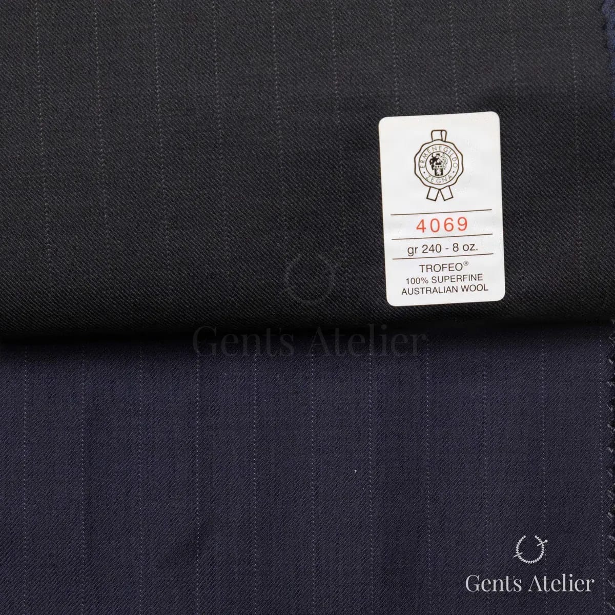 Образец ткани Ermenegildo Zegna 4069 с этикеткой, антрацит