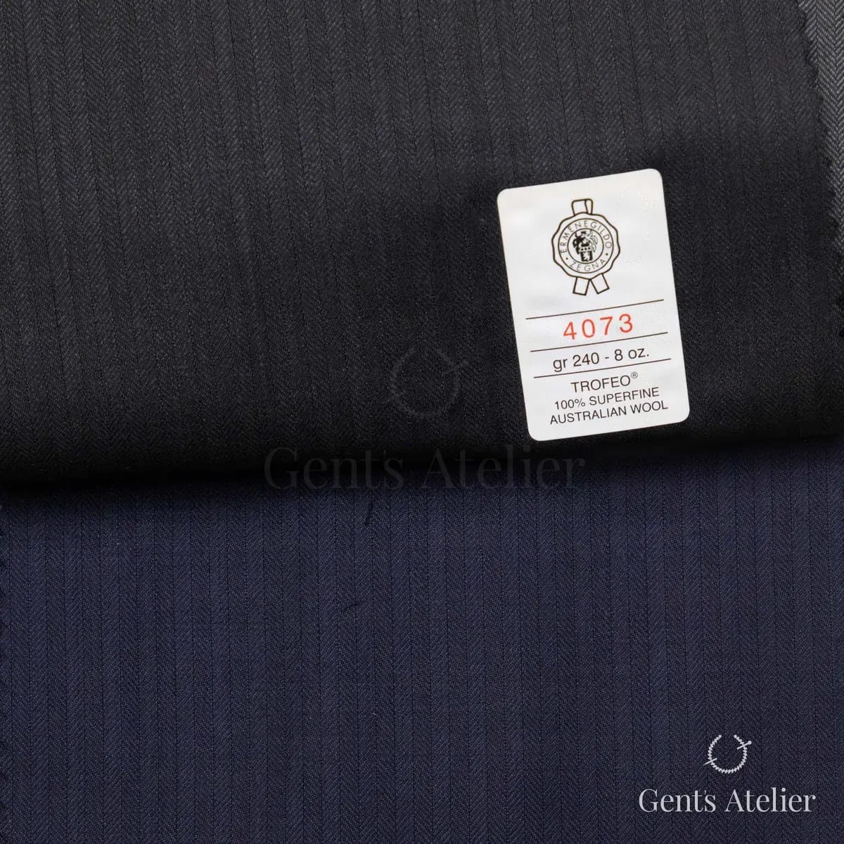 Образец ткани Ermenegildo Zegna 4073 с этикеткой, чёрный
