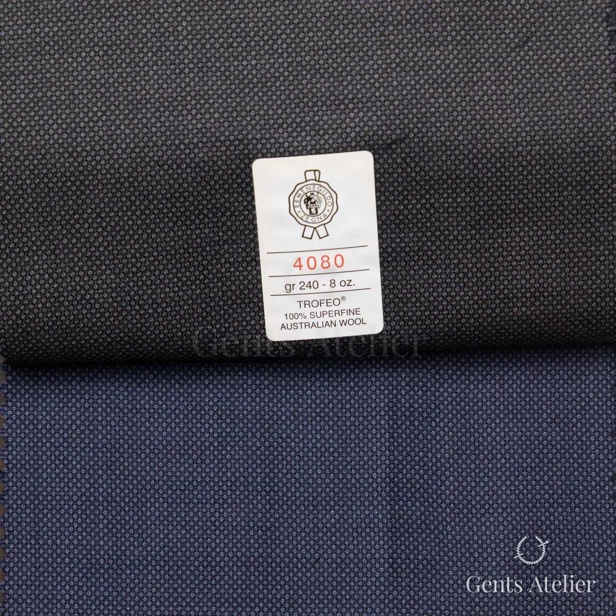 Образец ткани Ermenegildo Zegna 4080 с этикеткой, антрацит
