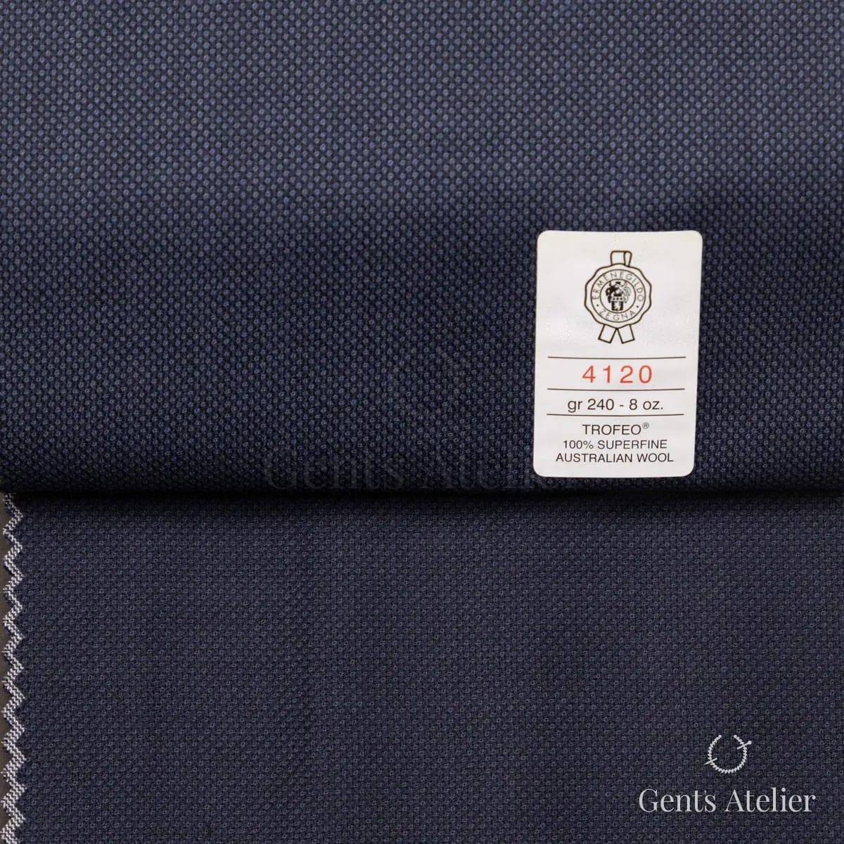 Образец ткани Ermenegildo Zegna 4120 с этикеткой, синий