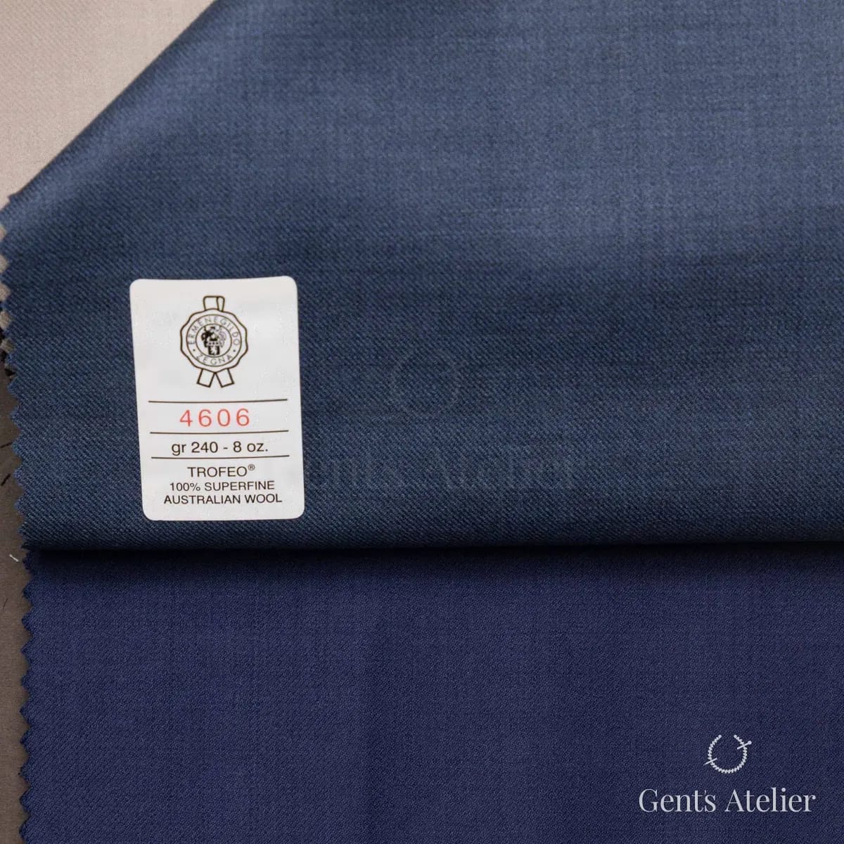 Образец ткани Ermenegildo Zegna 4606 с этикеткой, синий