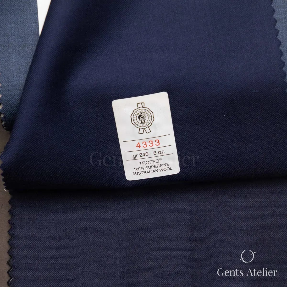 Образец ткани Ermenegildo Zegna 4333 с этикеткой, синий