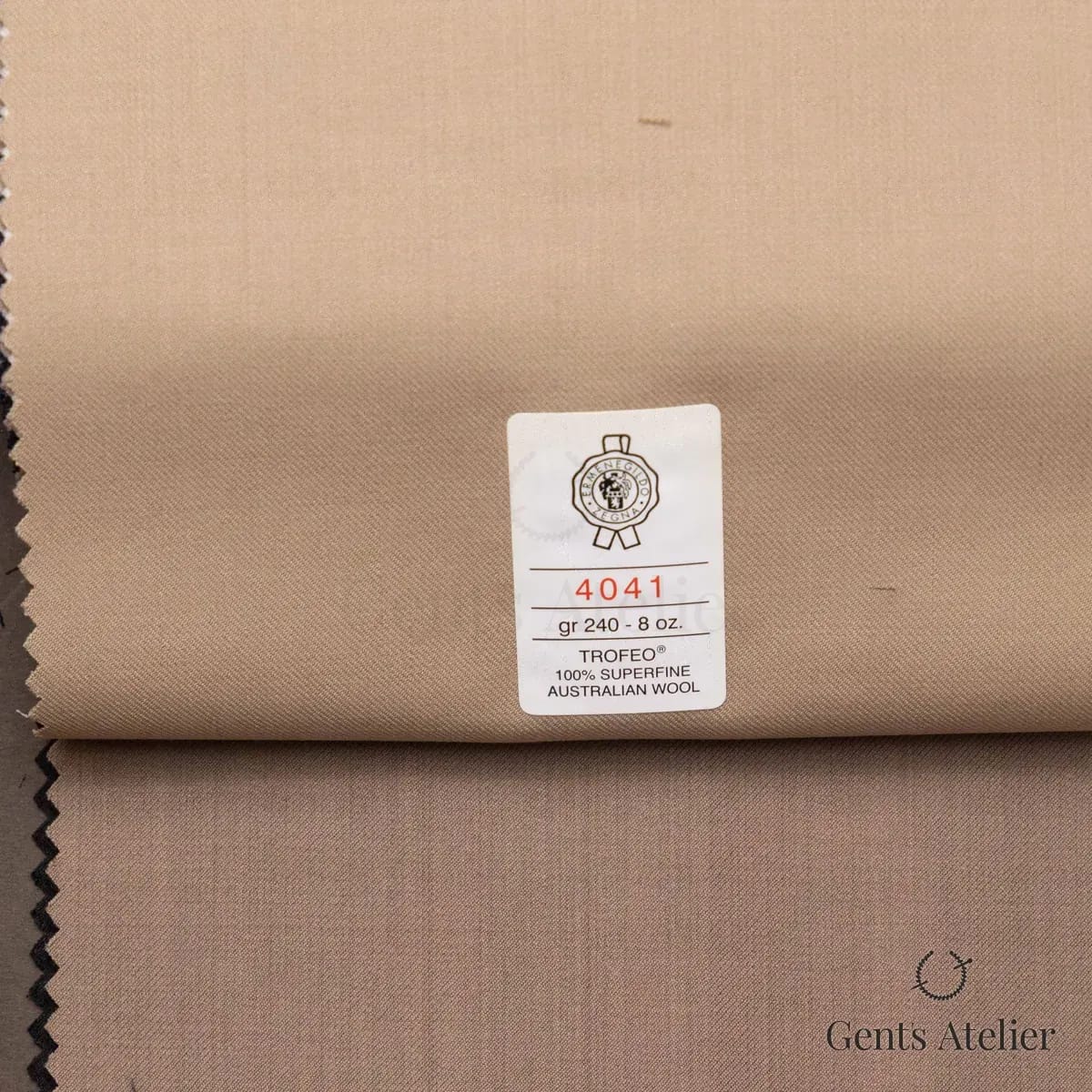Образец ткани Ermenegildo Zegna 4041 с этикеткой, бежевый