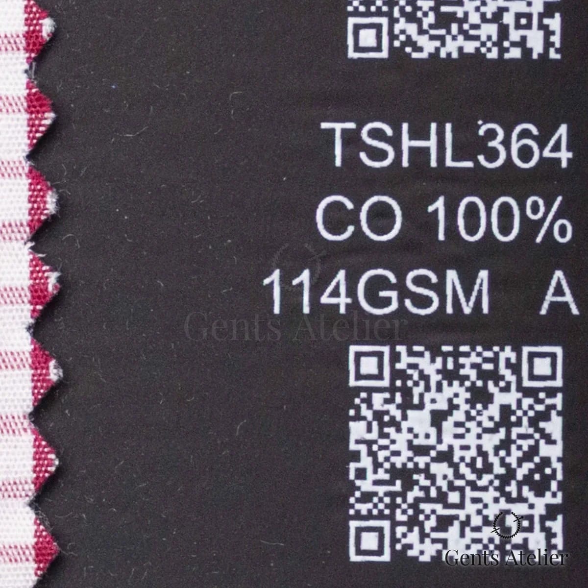 Образец ткани Geneva TSHL364 с этикеткой — Белый / Бордовый