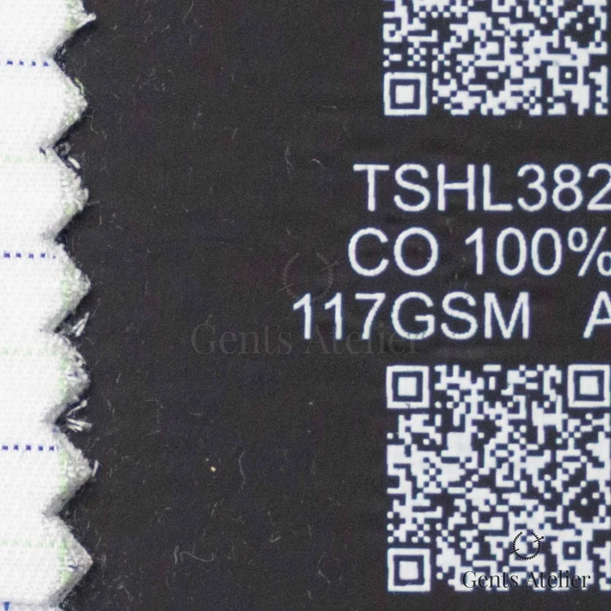 Образец ткани Geneva TSHL382 с этикеткой — Белый / Сине-зелёный