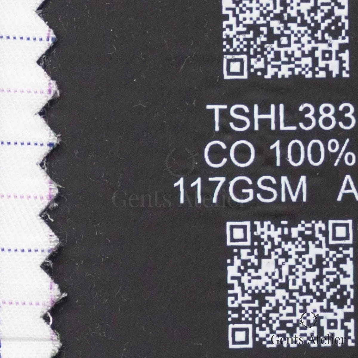 Образец ткани Geneva TSHL383 с этикеткой — Белый / Сиренево-синий