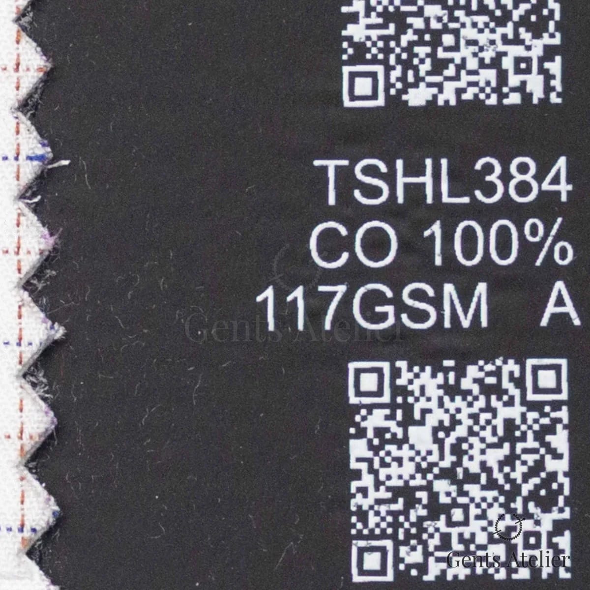Образец ткани Geneva TSHL384 с этикеткой — Белый / Оранжево-синий