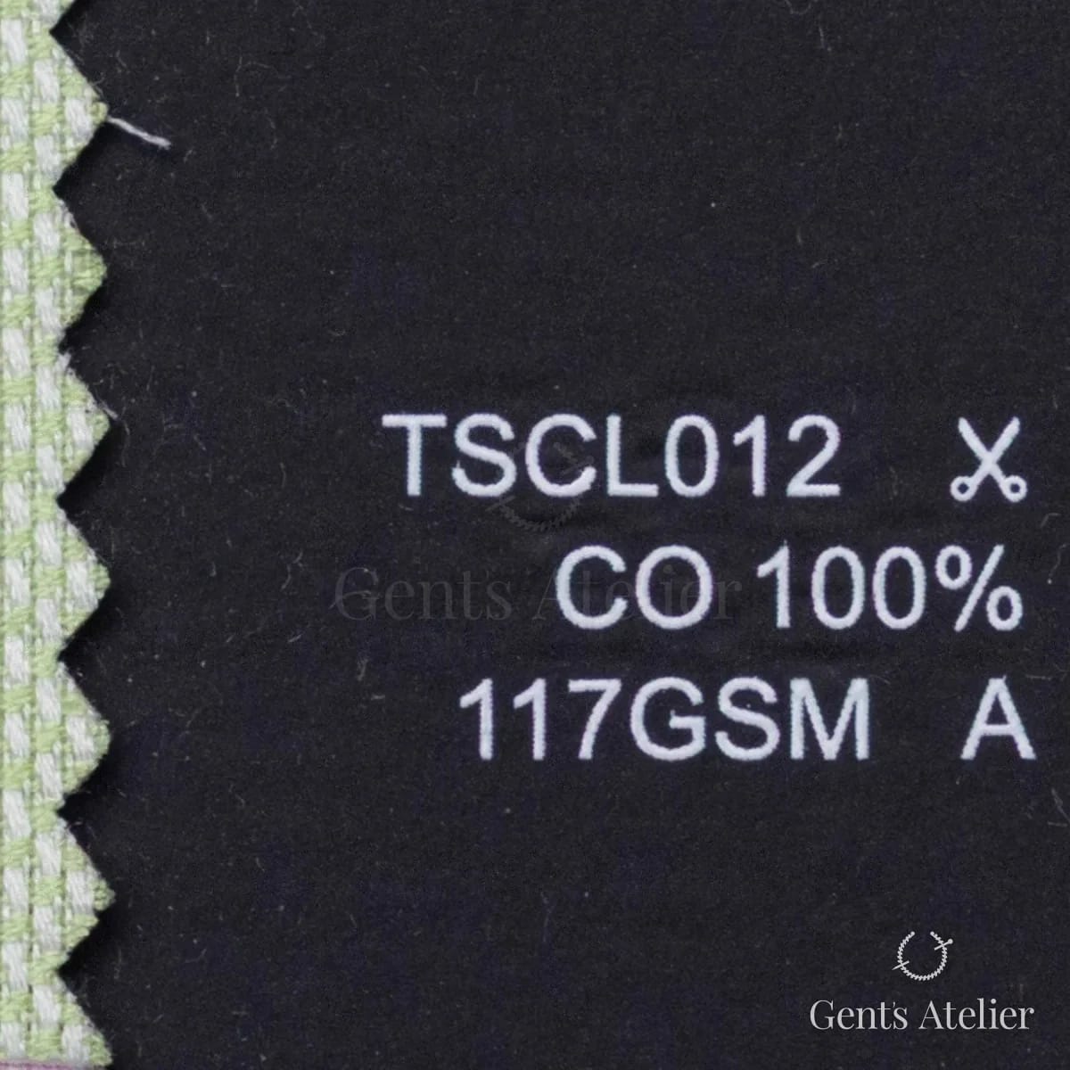 Образец ткани Geneva TSCL012 с этикеткой — Белый / Зелёный