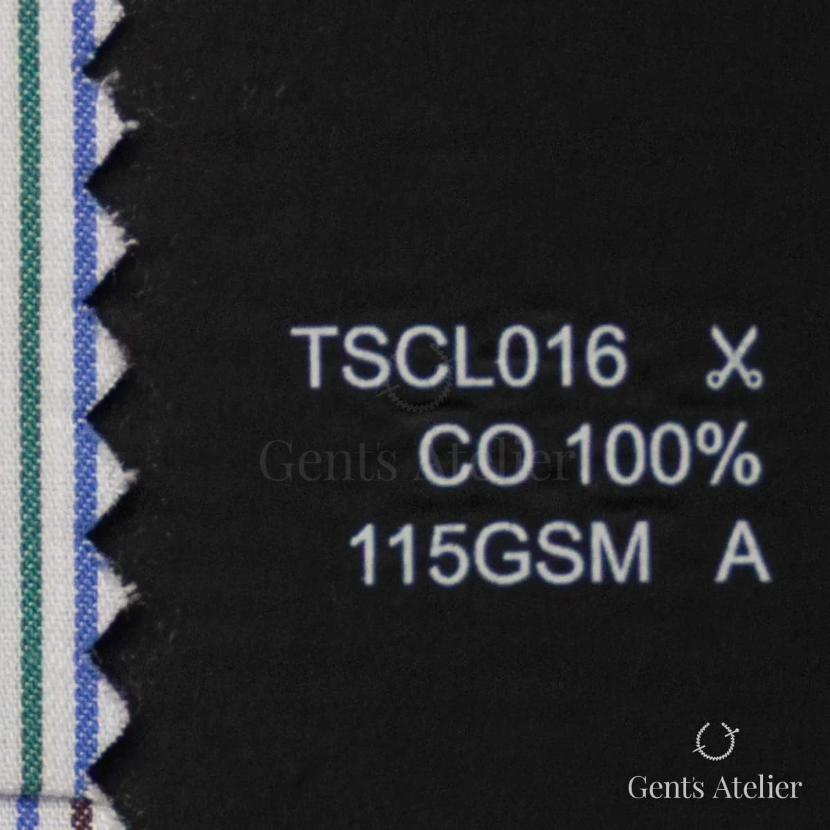 Образец ткани Geneva TSCL016 с этикеткой — Белый / Синий-Зелёный