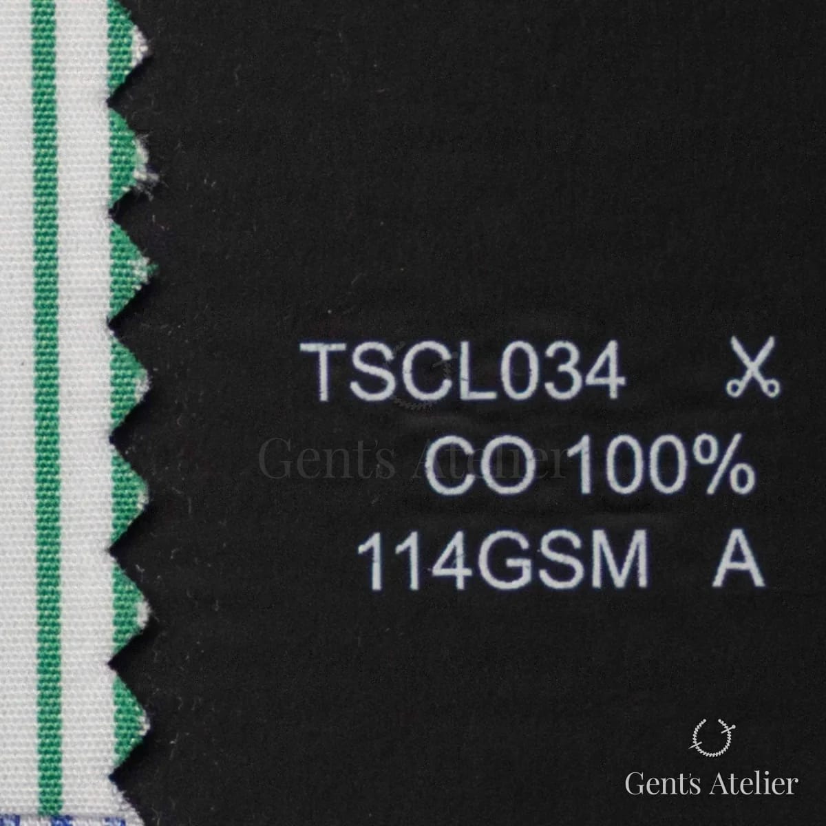 Образец ткани Geneva TSCL034 с этикеткой — Белый / Зелёный