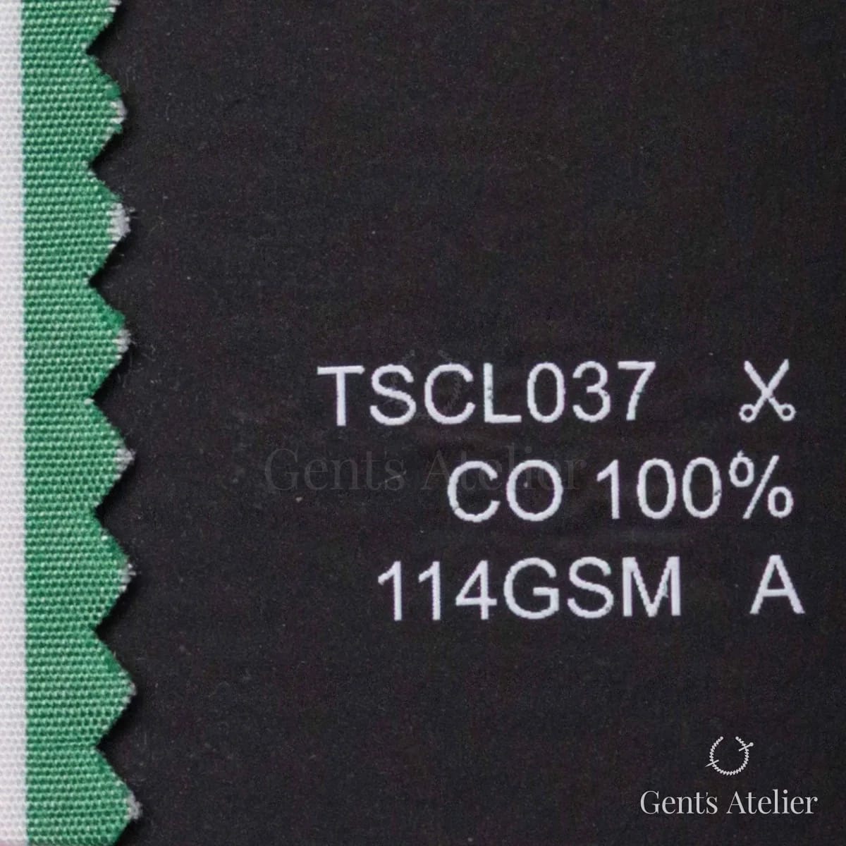 Образец ткани Geneva TSCL037 с этикеткой — Белый/Зелёный