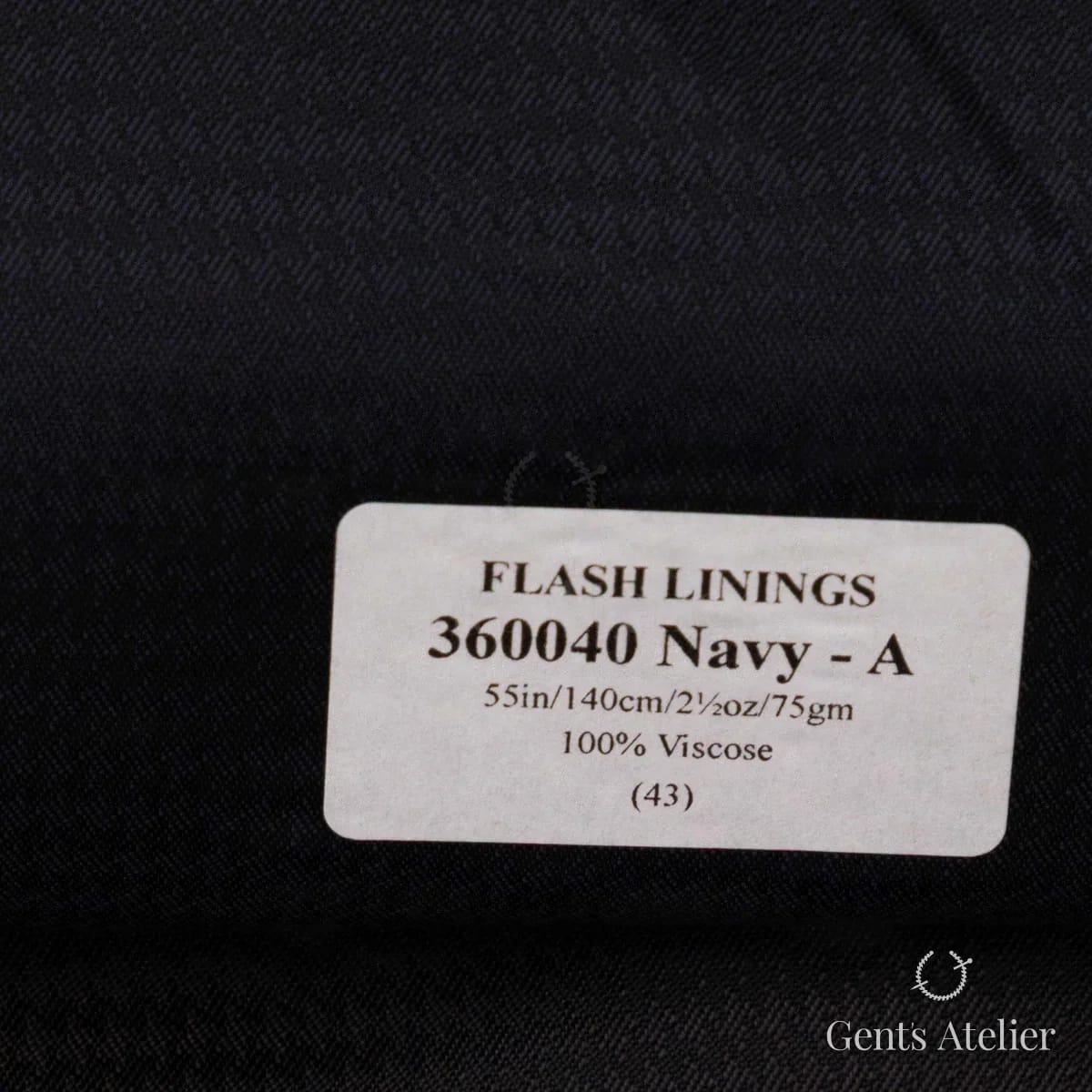 Образец ткани Gladson 360040 Navy - A с этикеткой, тёмно-синий
