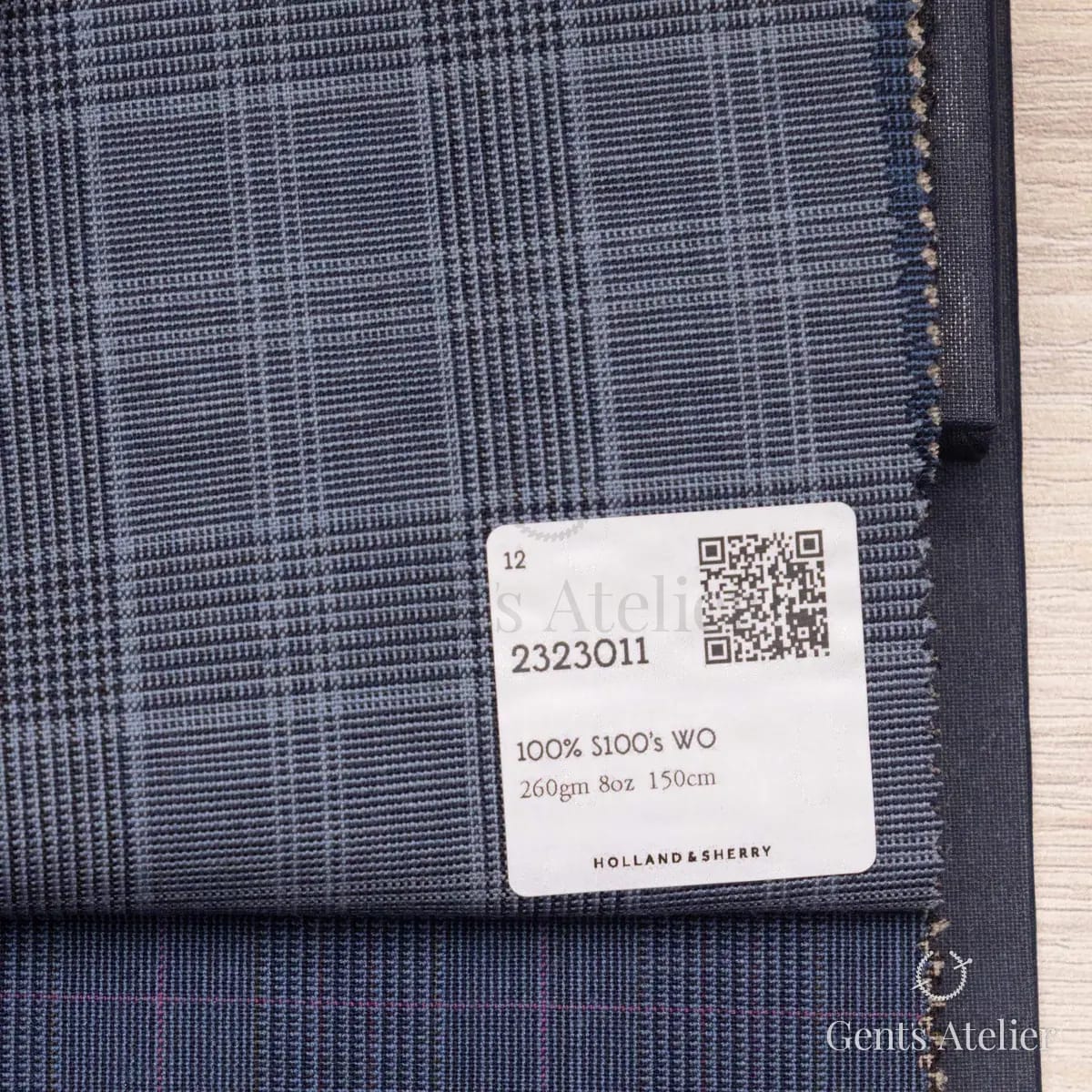 Образец ткани Holland & Sherry 2323011 с этикеткой, синий