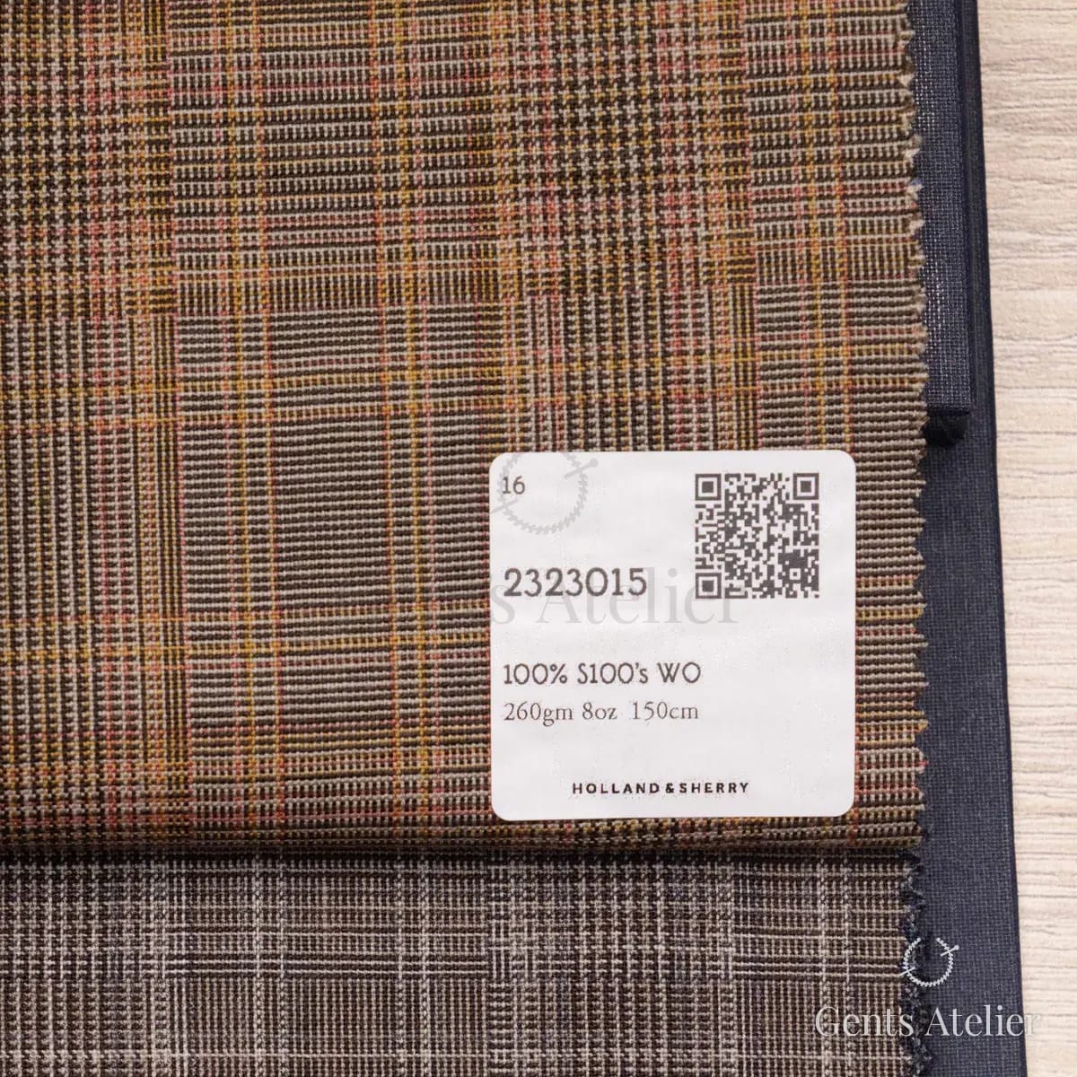 Образец ткани Holland & Sherry 2323015 с этикеткой, коричневый