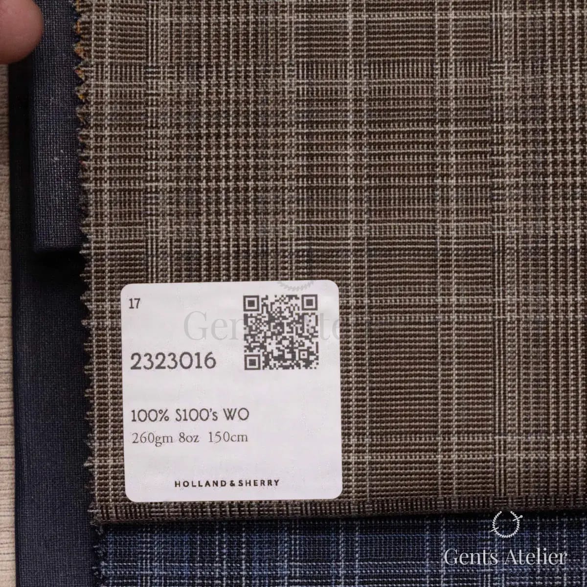 Образец ткани Holland & Sherry 2323016 с этикеткой, коричневый