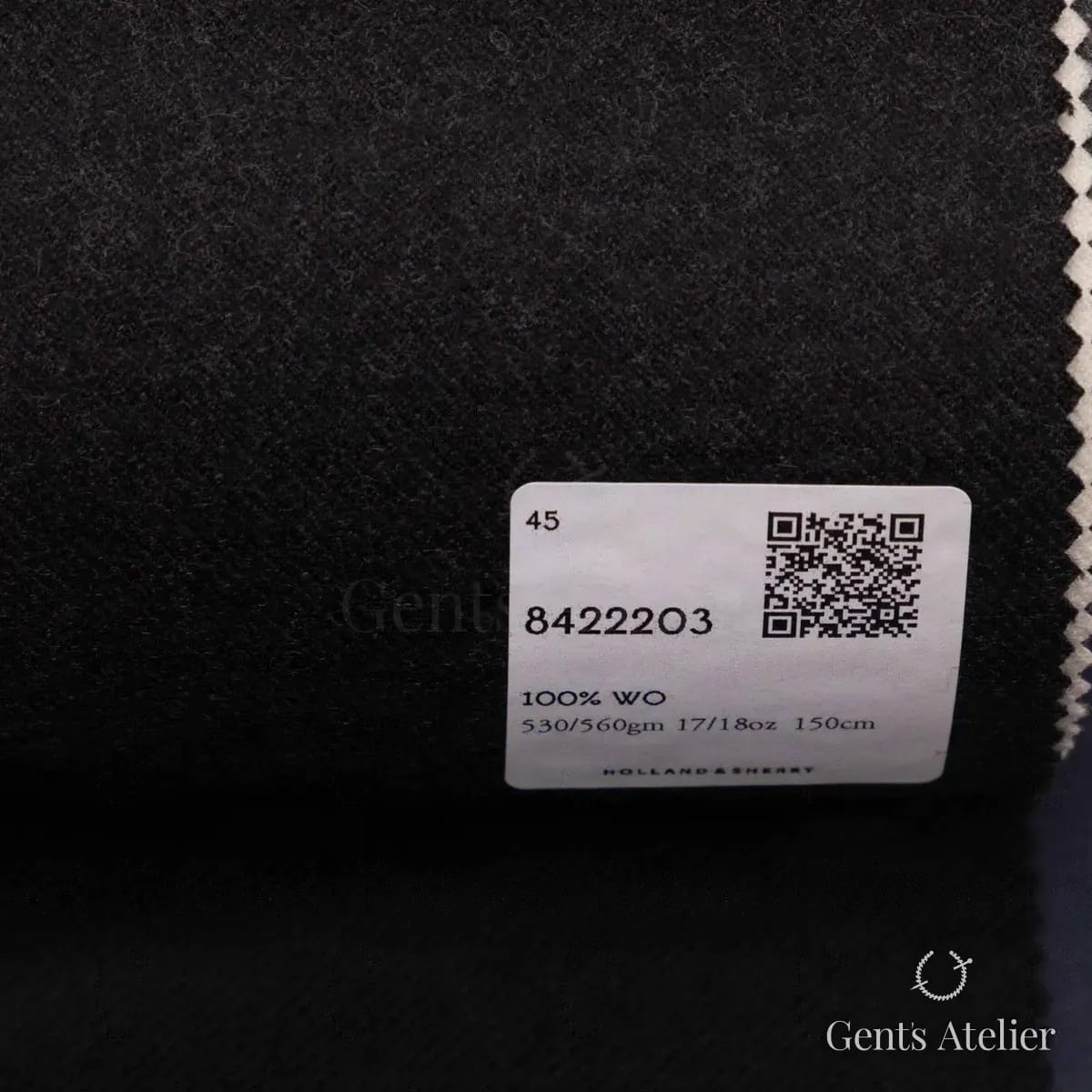 Образец ткани Holland & Sherry 8422203 с этикеткой, чёрный