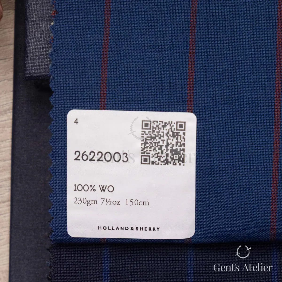 Образец ткани Holland & Sherry 2622003 с этикеткой, синий