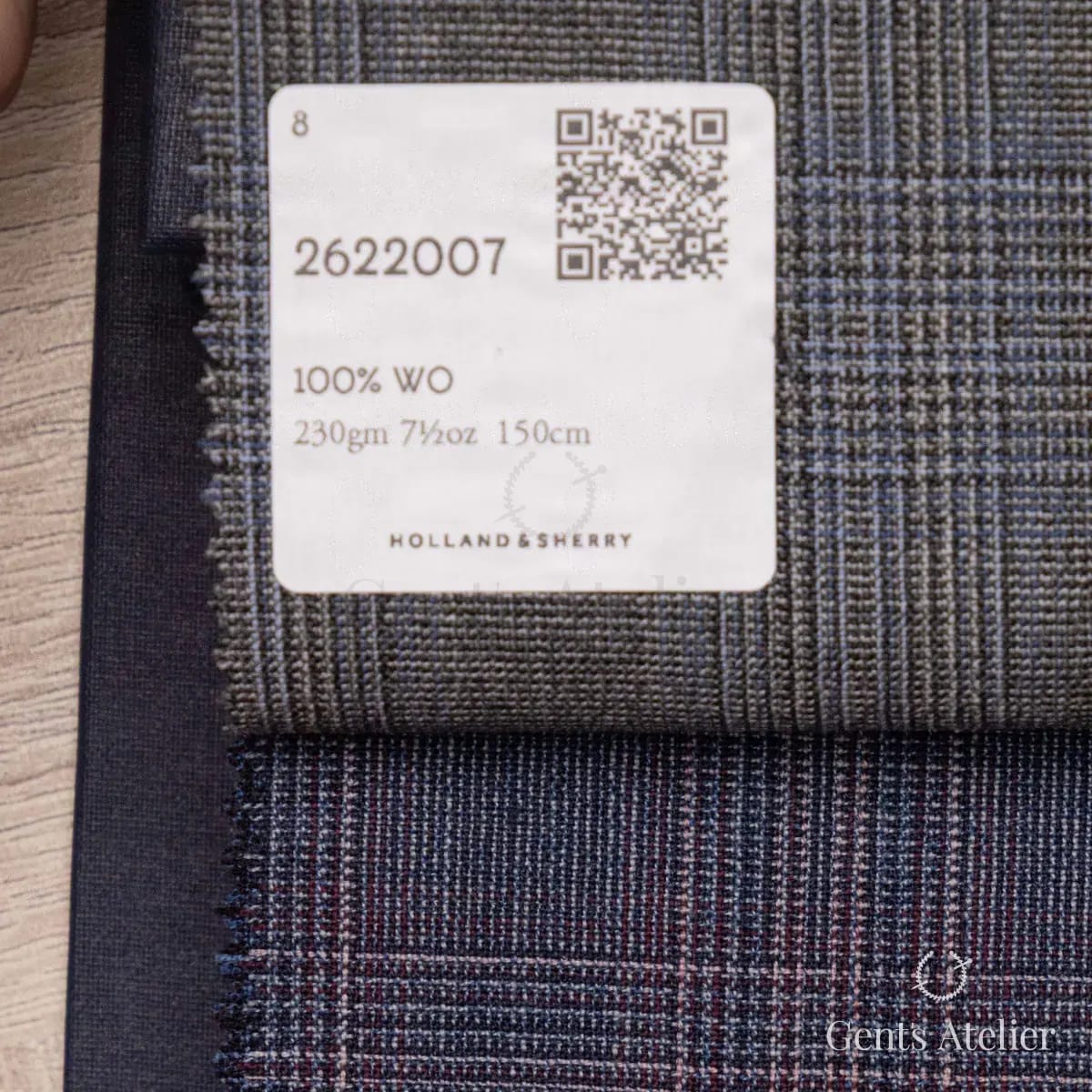 Образец ткани Holland & Sherry 2622007 с этикеткой, тёмно-синий