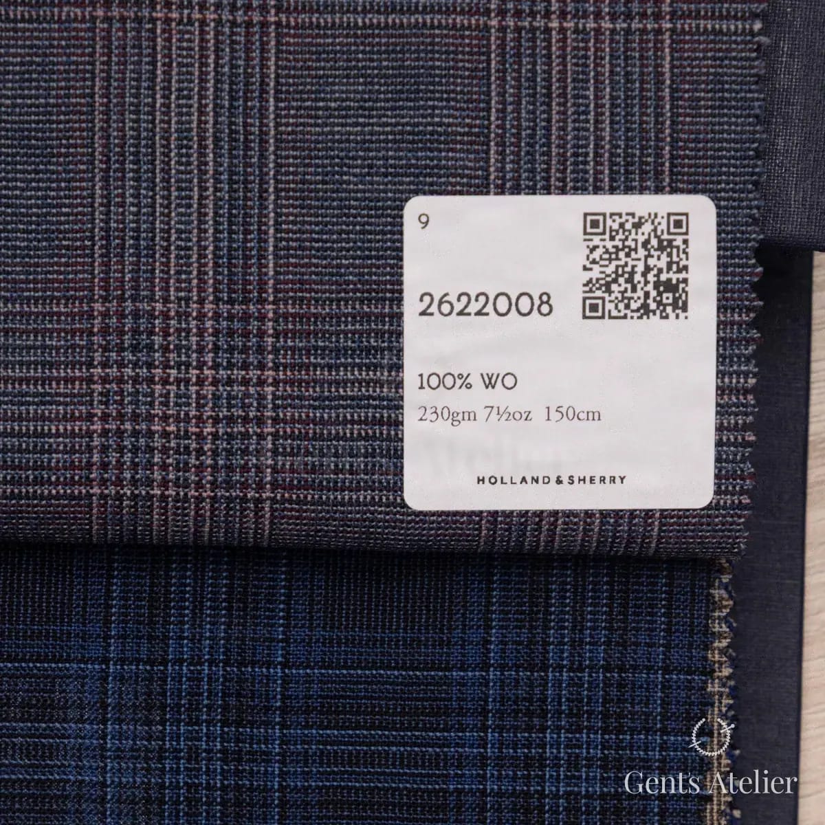 Образец ткани Holland & Sherry 2622008 с этикеткой, тёмно-синий