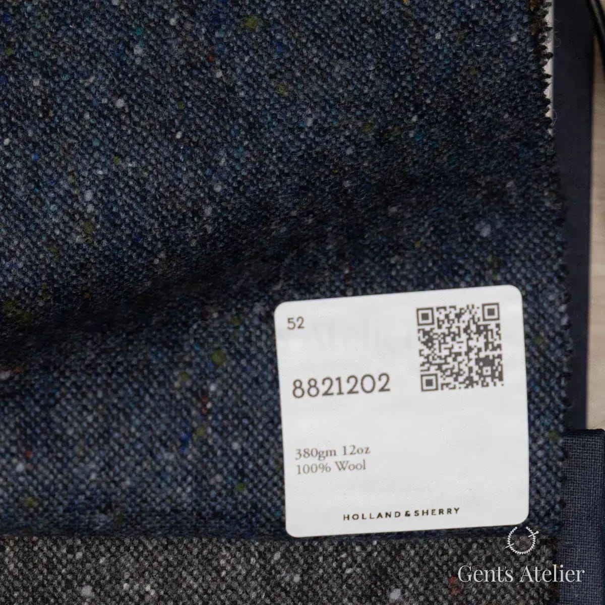 Образец ткани Holland & Sherry 8821202 с этикеткой, тёмно-синий