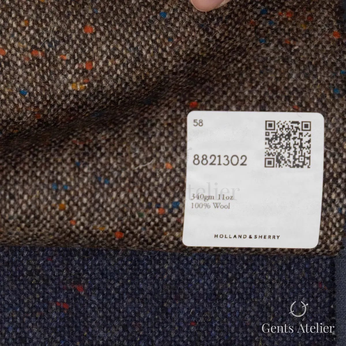 Образец ткани Holland & Sherry 8821302 с этикеткой, коричневый