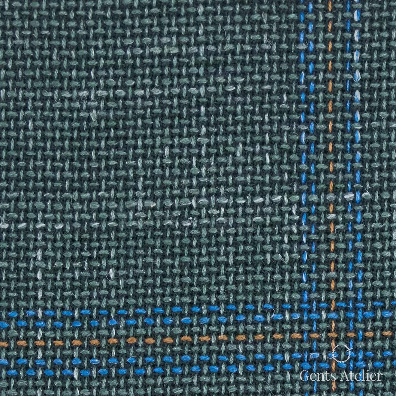 Костюм из Iniziare JX128 — тёмно-зелёный меланж, 92% Шерсть, 5% Лён, 2% Шёлк, 1% Эластан