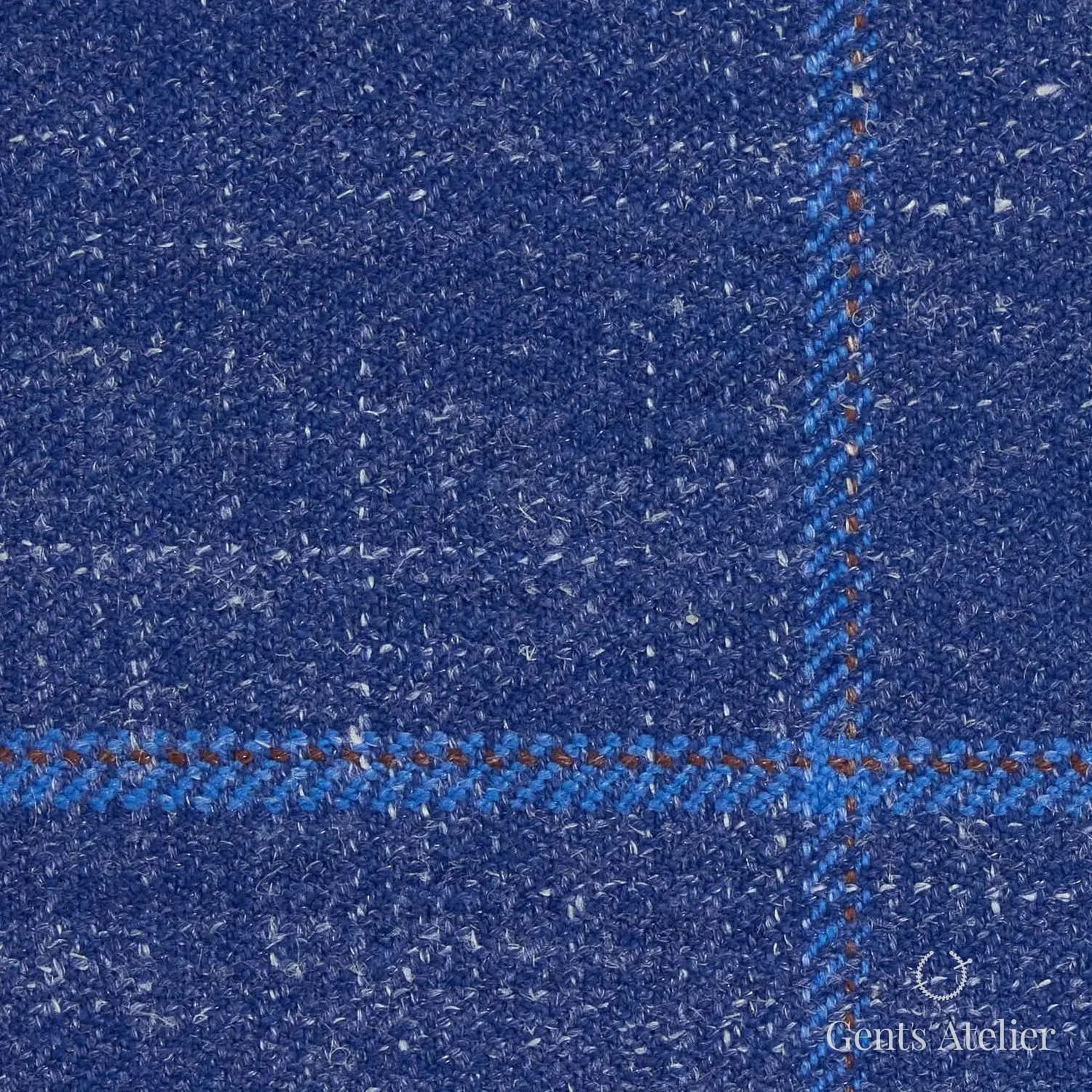 Костюм из Iniziare JX129 — синий меланж с клеткой, 78% Шерсть, 14% Лён, 5% Шёлк, 3% Эластан