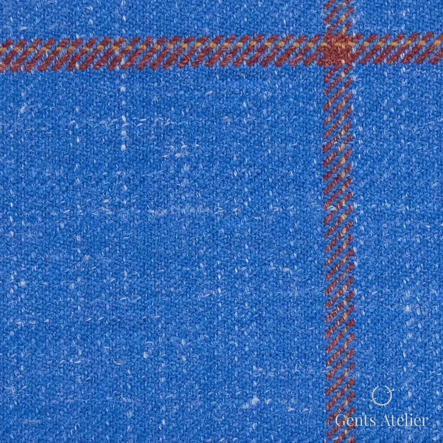 Костюм из Iniziare JX3163 — голубой с красной полосой, 78% Шерсть, 14% Лён, 5% Шёлк, 3% Лиоцелл