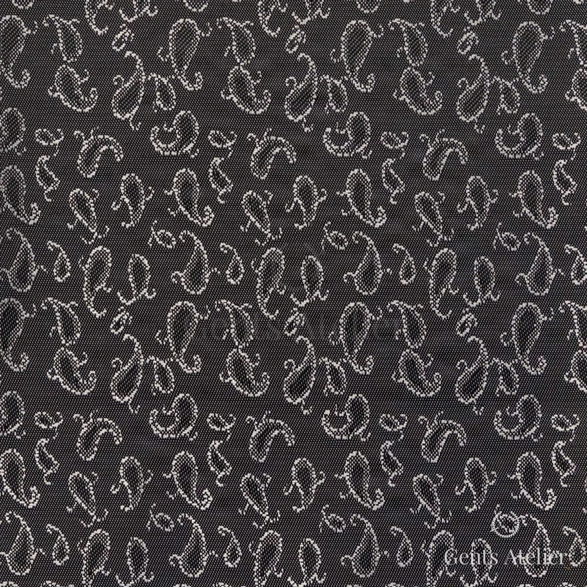 Подкладочная ткань Linings Tone on Tone TR1547 — графитово-чёрный с серебристым пейсли, 55%Полиэстер 45%Вискоза