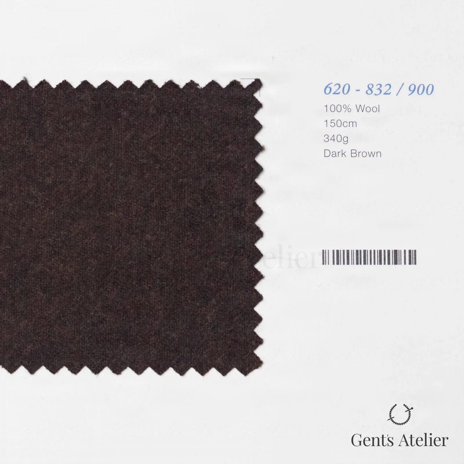 Образец ткани Marzoni 620 - 832 / 900 с этикеткой — Dark Brown
