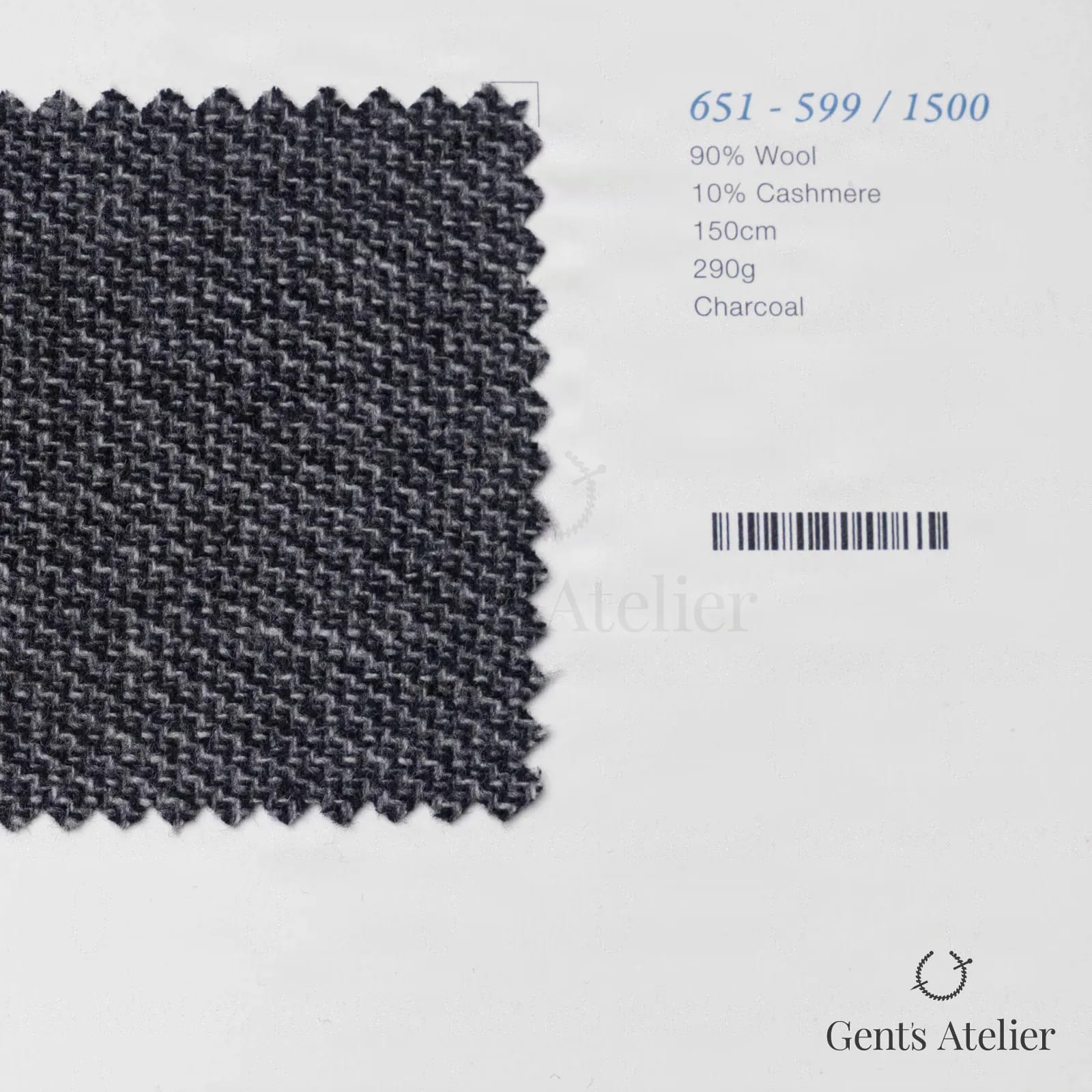 Образец ткани Marzoni 651 - 599 / 1500 с этикеткой — Антрацит