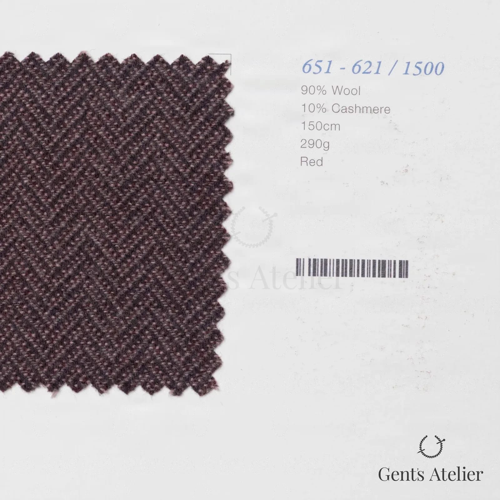 Образец ткани Marzoni 651 - 621 / 1500 с этикеткой — Красный