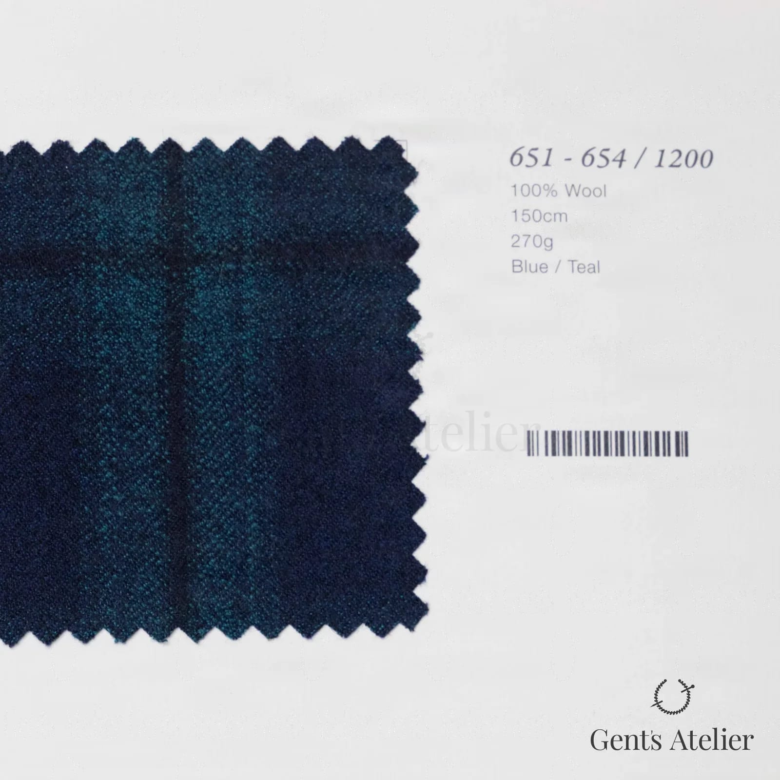 Образец ткани Marzoni 651 - 654 / 1200 с этикеткой — Синий / Teal