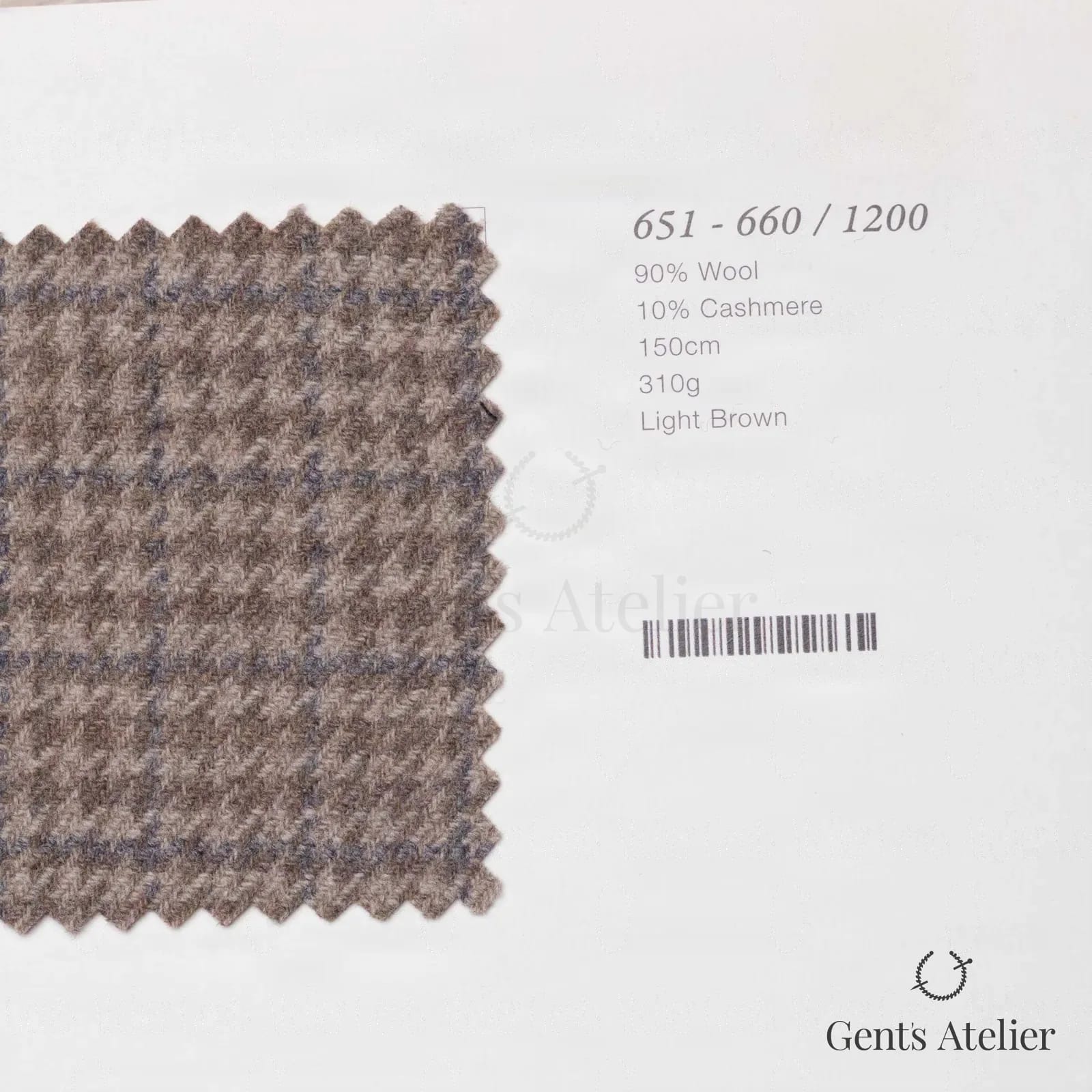 Образец ткани Marzoni 651 - 660 / 1200 с этикеткой — Light Brown