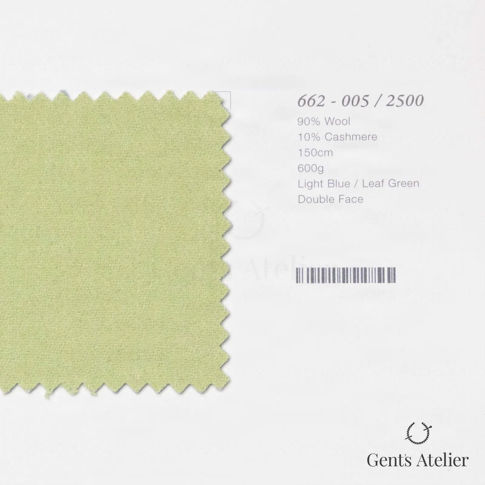 Образец ткани Marzoni 662 - 005 / 2500 с этикеткой — Голубой / Leaf Green