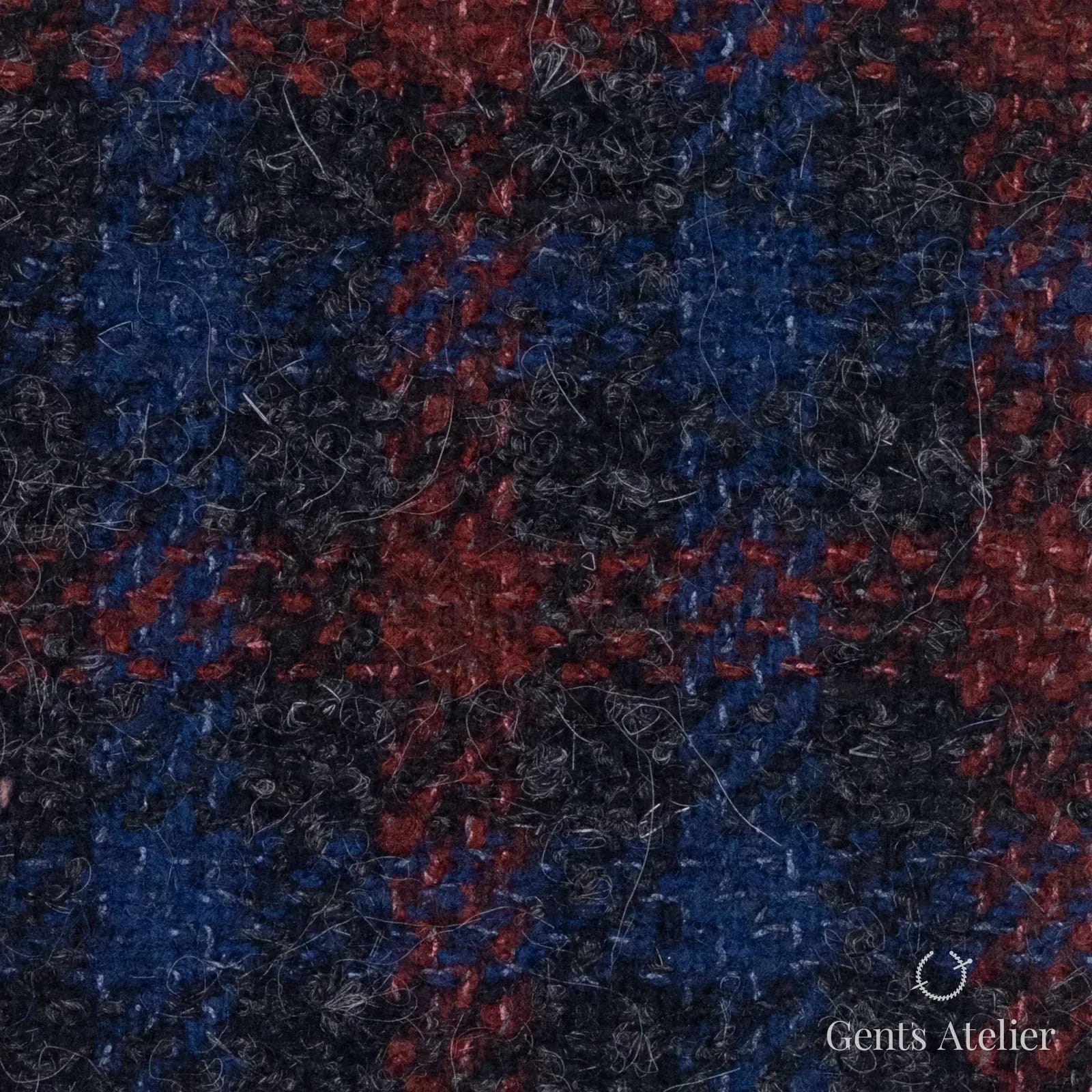 Костюмная ткань Marzoni 665 - 102 / 1500 — Красный / Антрацит, клетка, 61% шерсть, 16% мохер, 14% шёлк, 9% кашемир