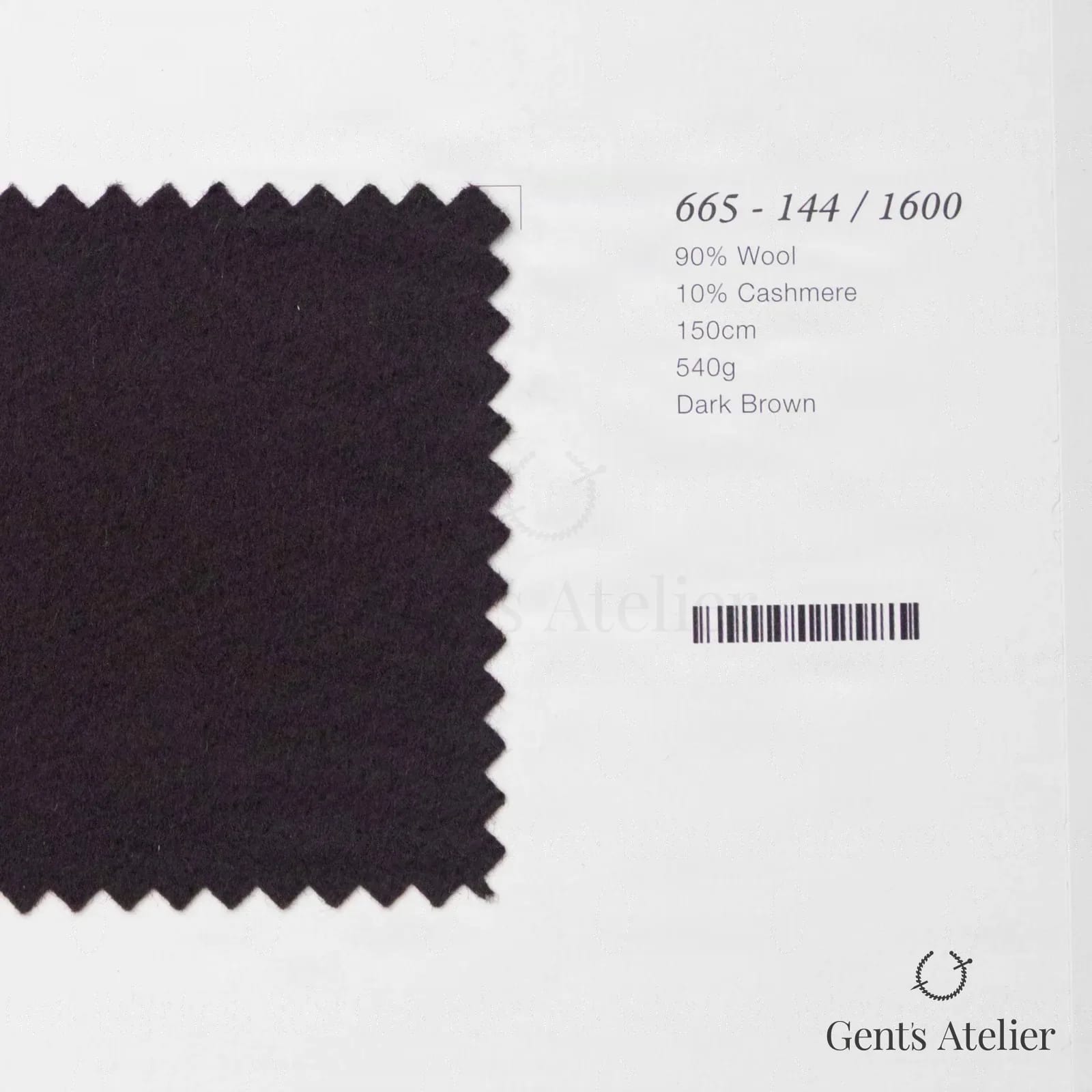 Образец ткани Marzoni 665 - 144 / 1600 с этикеткой — Dark Brown