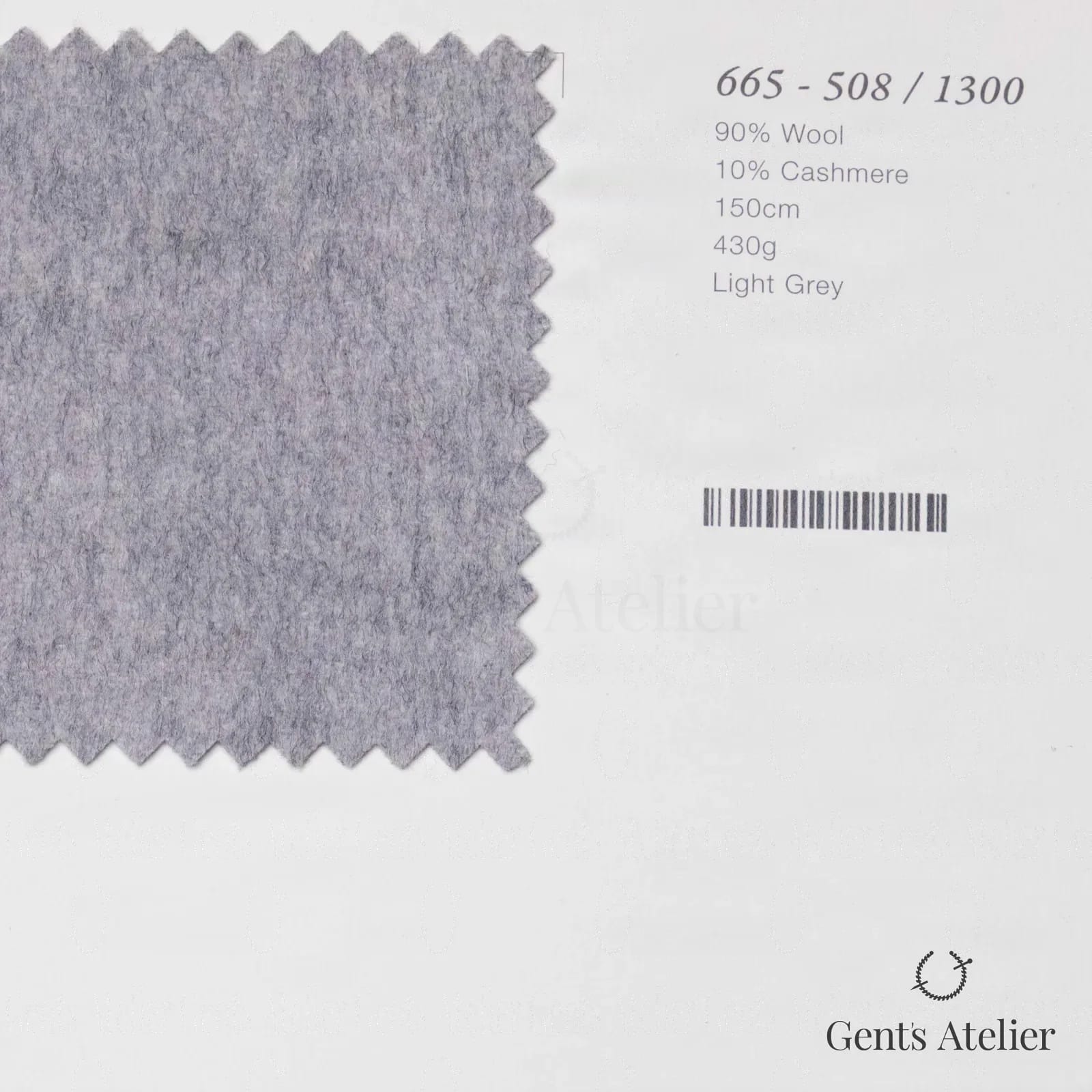 Образец ткани Marzoni 665 - 508 / 1300 с этикеткой — Светло-серый