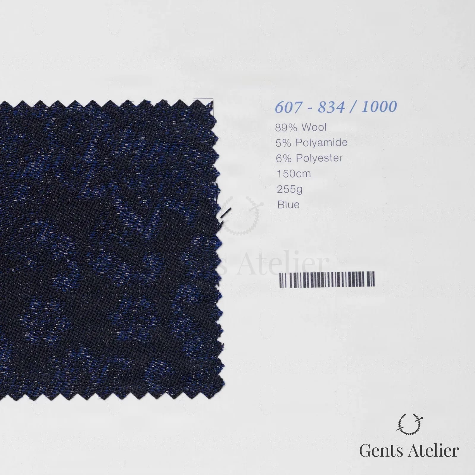 Образец ткани Marzoni 607 - 834 / 1000 с этикеткой — Синий