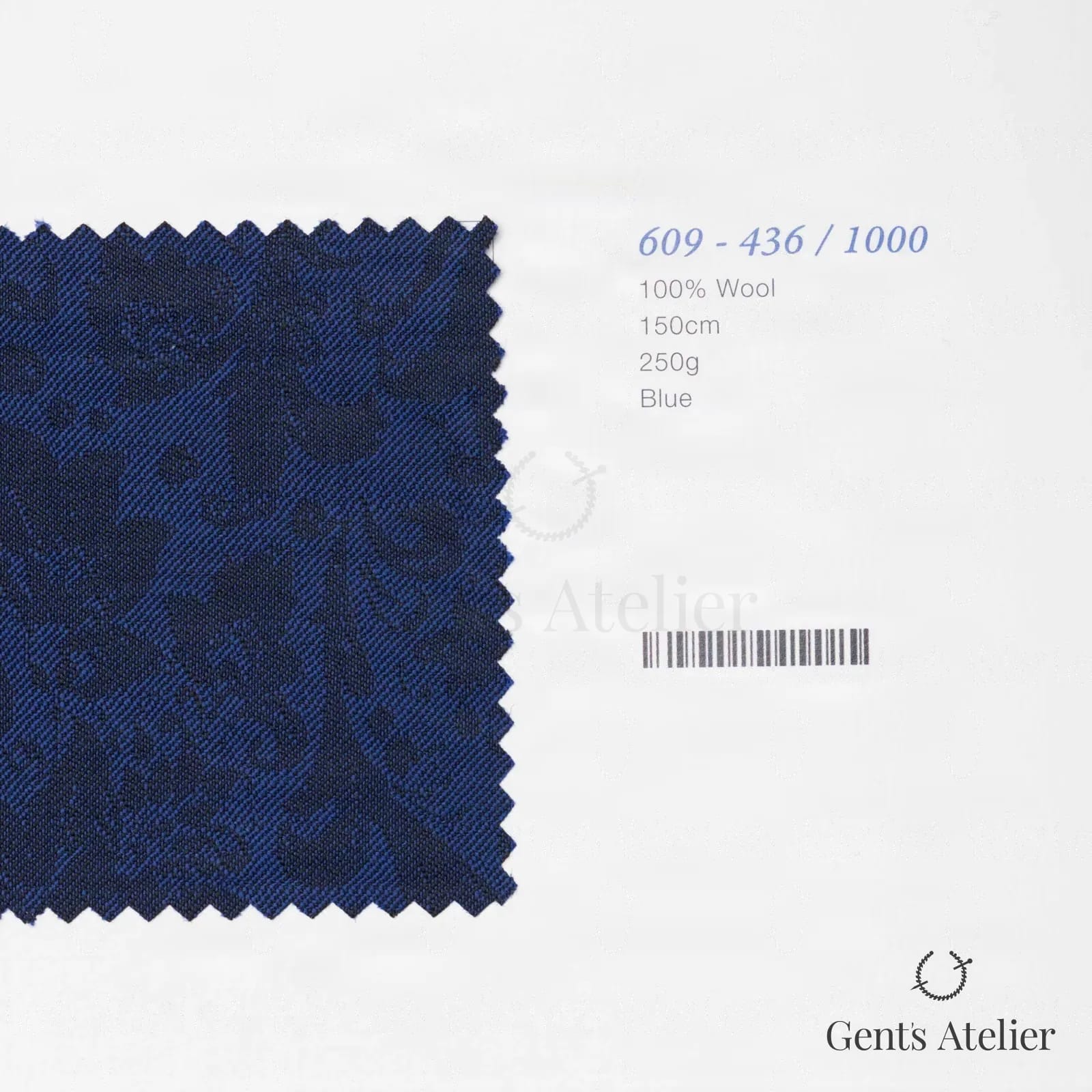 Образец ткани Marzoni 609 - 436 / 1000 с этикеткой — Синий