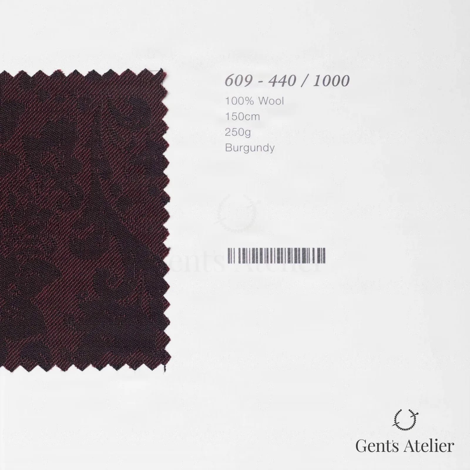 Образец ткани Marzoni 609 - 440 / 1000 с этикеткой — Бордовый