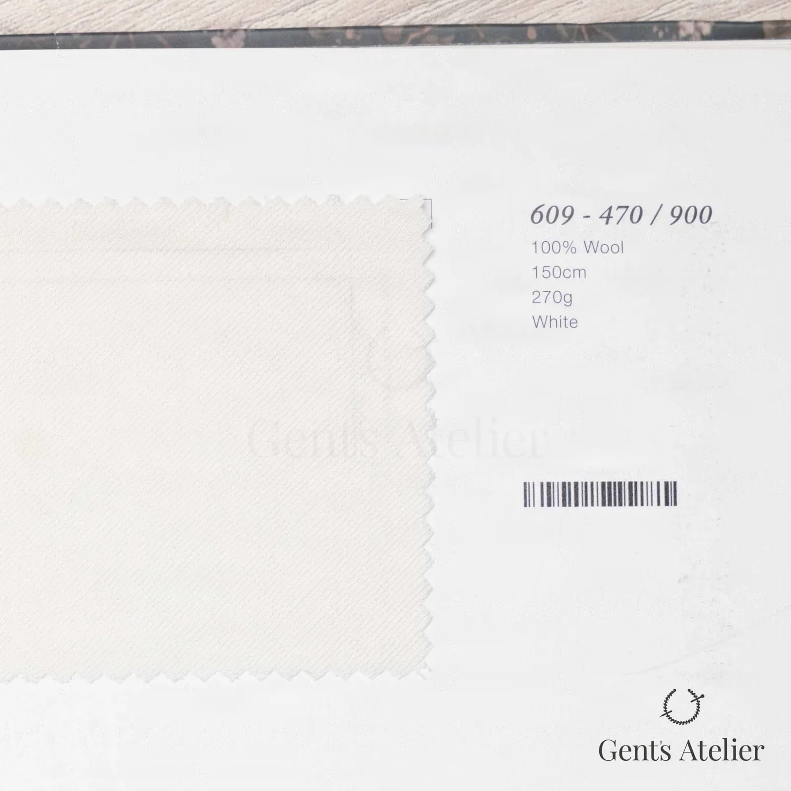 Образец ткани Marzoni 609 - 470 / 900 с этикеткой — Белый
