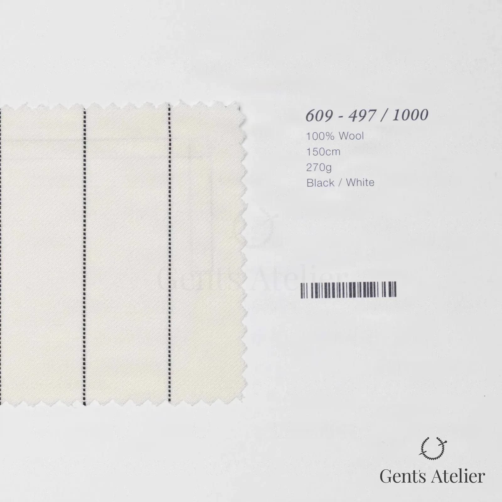 Образец ткани Marzoni 609 - 497 / 1000 с этикеткой — Чёрный / Белый