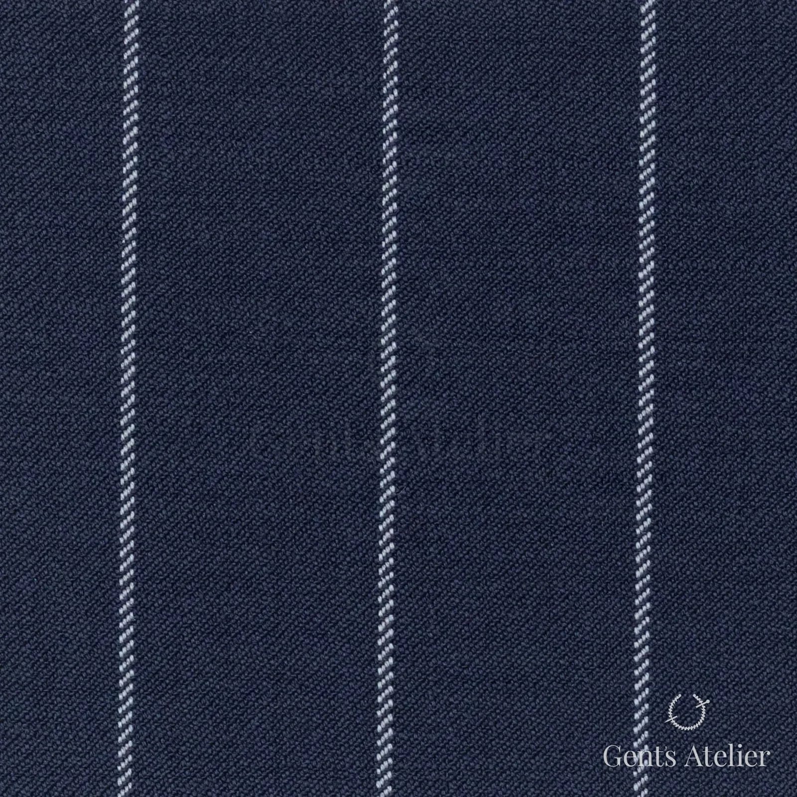 Костюмная ткань Marzoni 723 - 003 / 1200 — Тёмно-синий / Белый, полоса, 100% шерсть