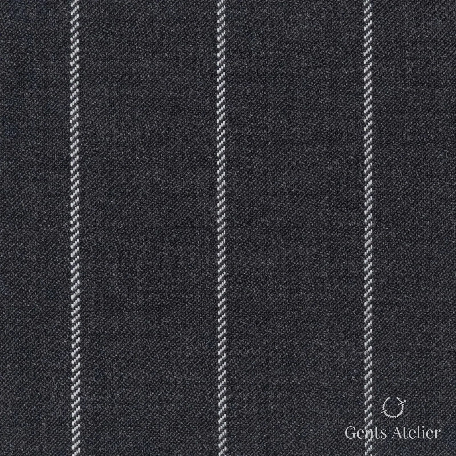 Костюмная ткань Marzoni 723 - 004 / 1200 — Антрацит / Белый, полоса, 100% шерсть