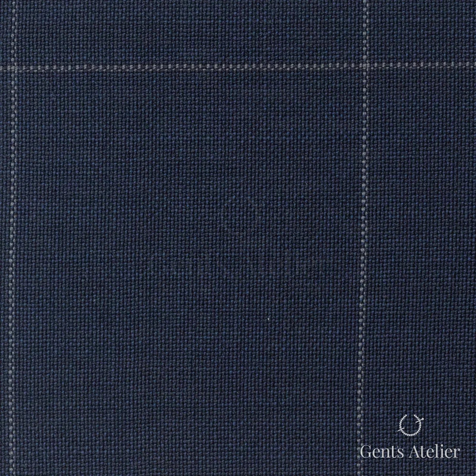Костюмная ткань Marzoni 723 - 007 / 1200 — Тёмно-синий, оконная клетка, 100% шерсть