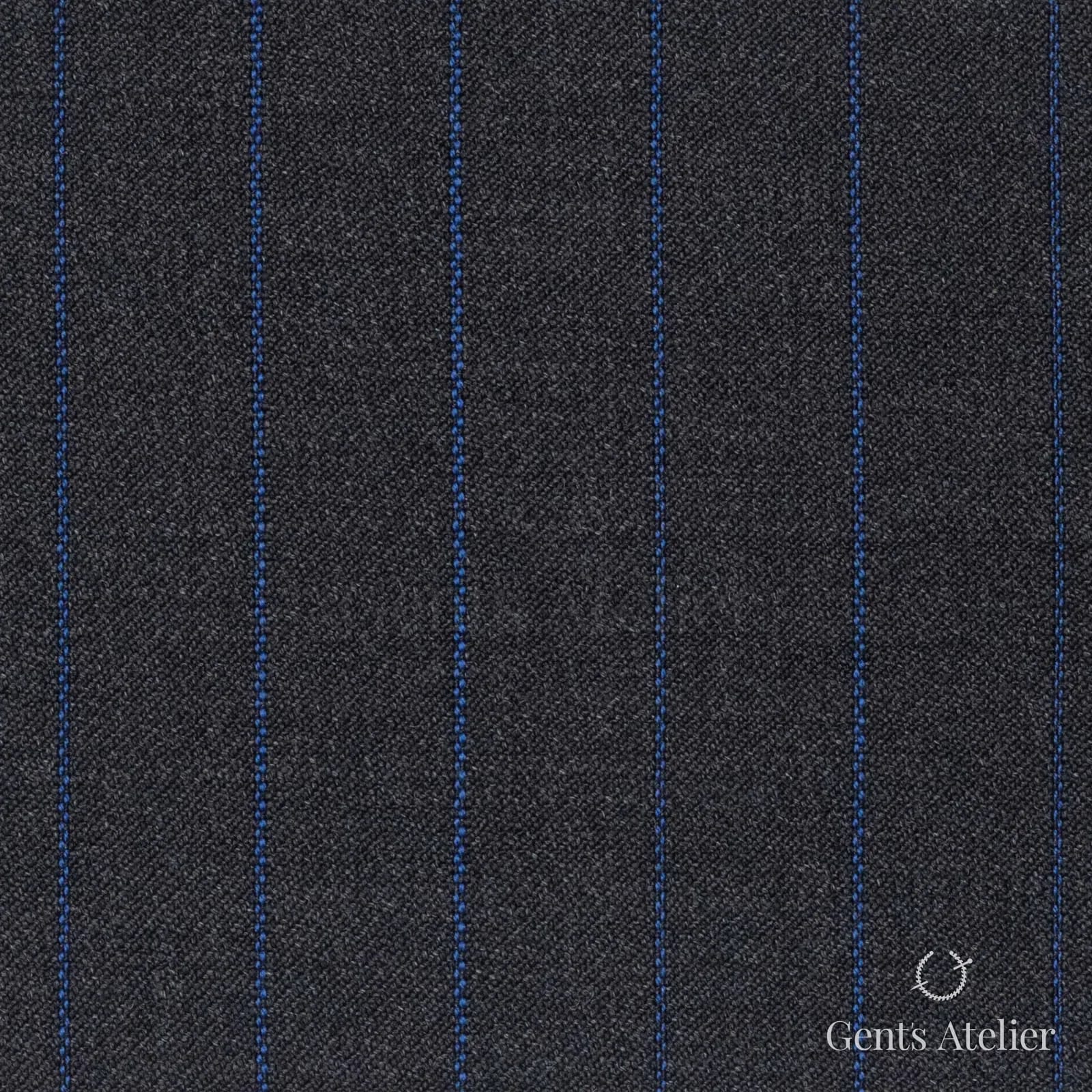Костюмная ткань Marzoni 723 - 011 / 1200 — Антрацит / Синий, полоса, 100% шерсть